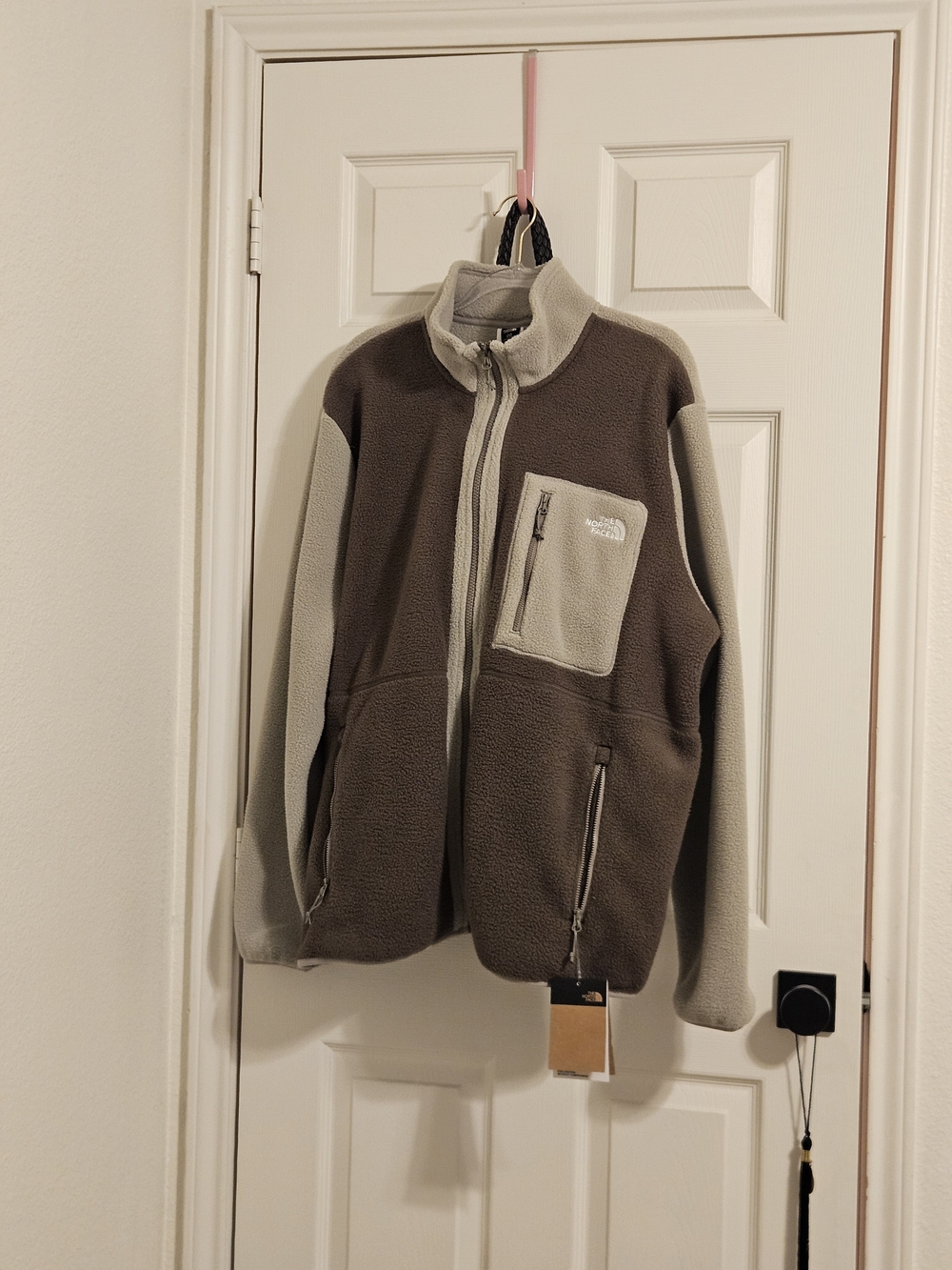 The North Face Taupe and Chocolate Brown Sherpa Fleece Jacket